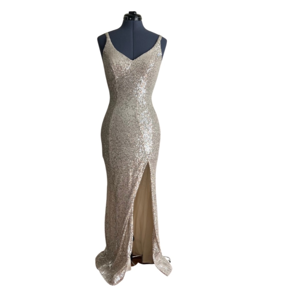 Sequince Side Slit Column Gown